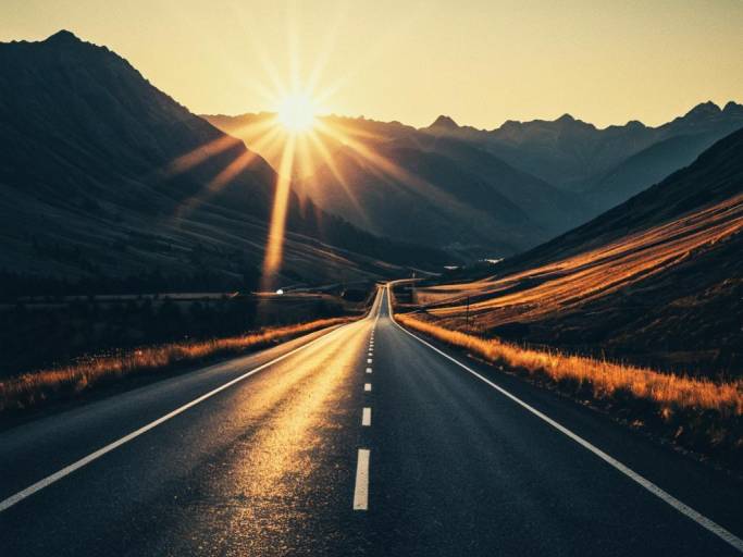 Stunning Mountain Road at Sunset