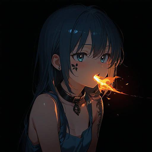 Young Girl with Fiery Dragon Tattoo