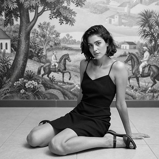 Striking Monochrome Portrait with Mural Background