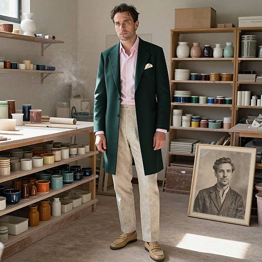 Man in Vintage Workshop Attire