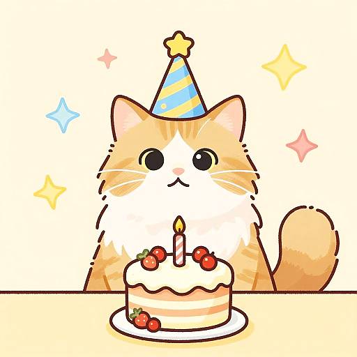 Birthday Celebration with Norwegian Forest Cat