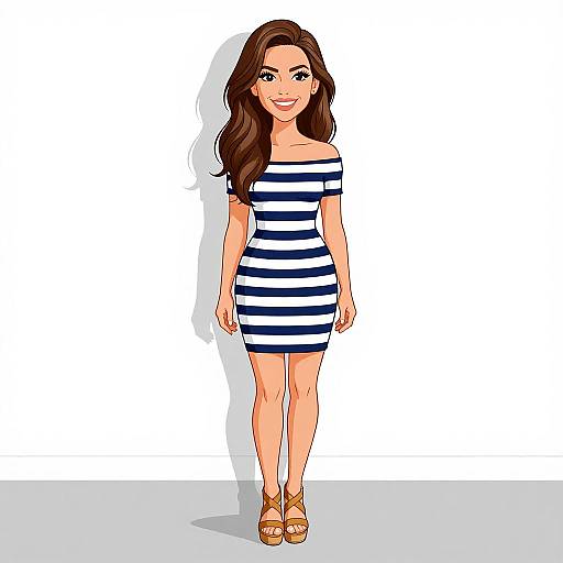 Smiling Woman in Striped Mini Dress