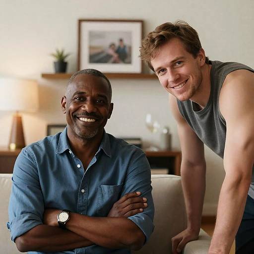Friendly Conversation in a Cozy Living Room