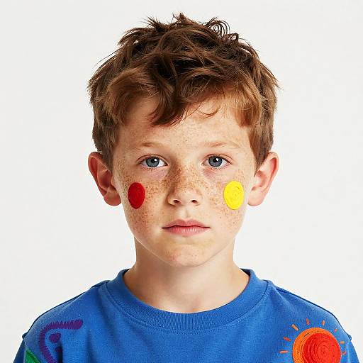 Freckled Boy in Vibrant Peter Max Style
