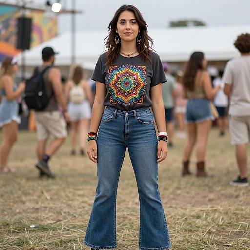 Confident Woman in Vibrant Bohemian Outfit