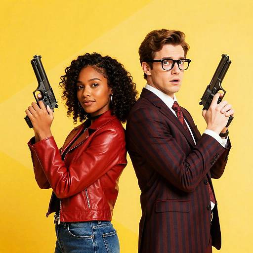 Dynamic Duo in Bright Geometric Style