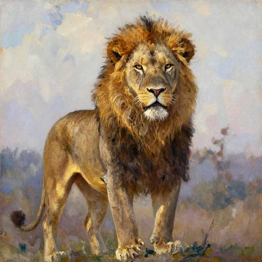 Majestic Lion Portrait in Impressionist Style
