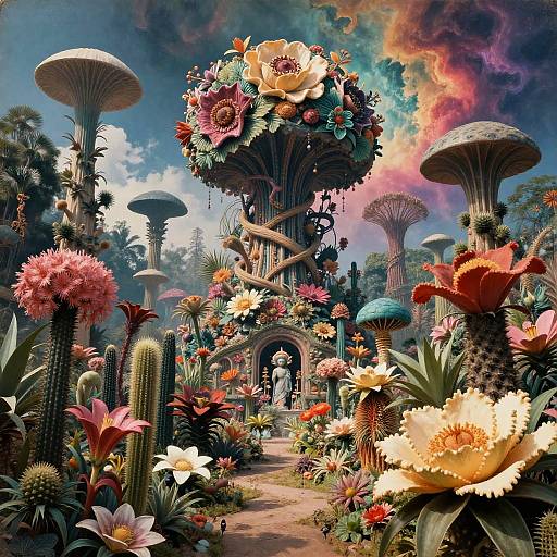 Surreal Alien Botanical Garden Collage