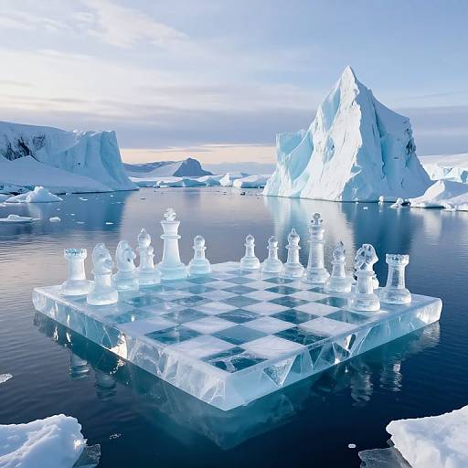 Surreal Ice Chessboard on Iceberg