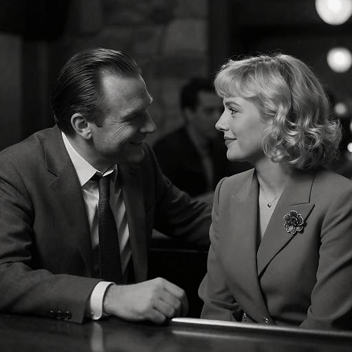 Intimate Bar Scene in Black and White