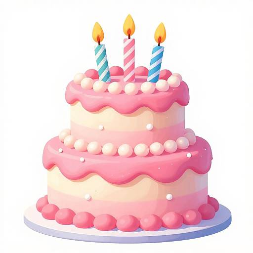 Vibrant Cartoon Birthday Cake Illustration