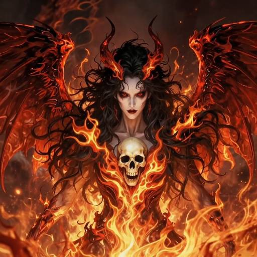 Fiery Six-Winged Demonic Deity