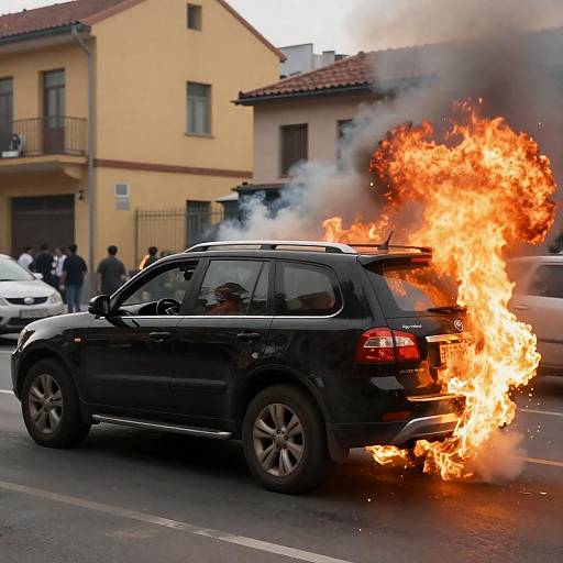 Black SUV Exploding on City Street