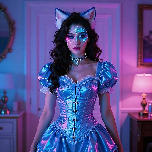 Futuristic Victorian Neon Portrait