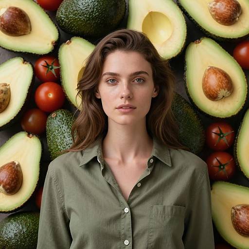 Realistic Avocado and Tomato Portrait