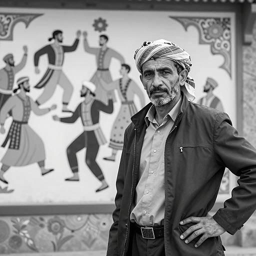 Rugged Man with Mural Background Illustration