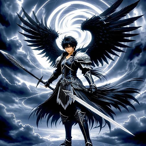 Dramatic Dark Angel in Stormy Sky Dramatic Dark Angel in Stormy Sky