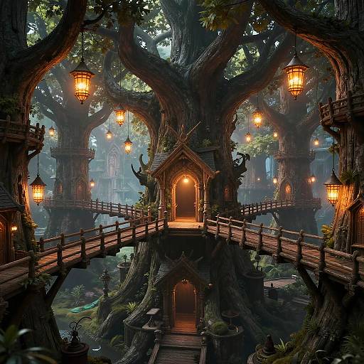 Ancient Elf Tree City Fantasy