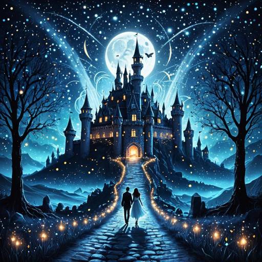 Enchanted Valentine's Day Castle Illustration