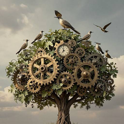 Clockwork Birds on Gear Tree