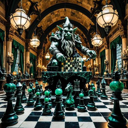 Troll Sculptor with Enchanted Chess Set in Grand Fantasy Hall