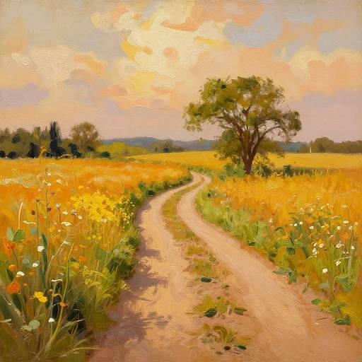 Impressionist Ochre Rural Landscape