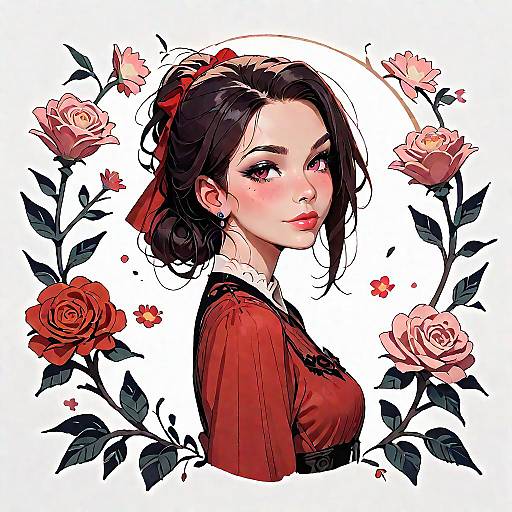 Anime Little Girl in Red Dress