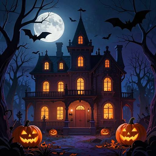 Spooky Halloween Mansion Scene