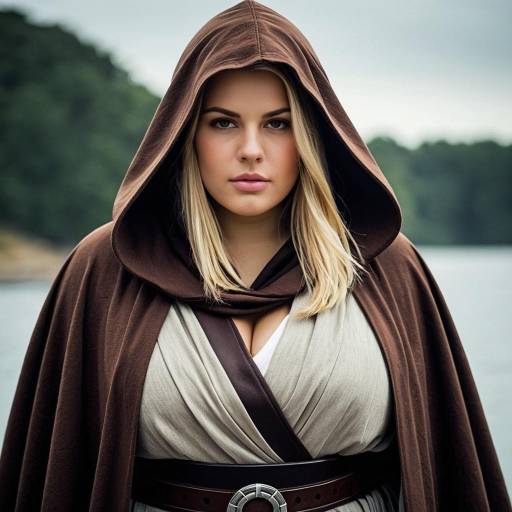 Plus Size Woman in Jedi Costume with Hooded Cloak