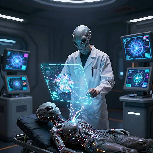 Sci-Fi Medic with Holographic Diagnostics