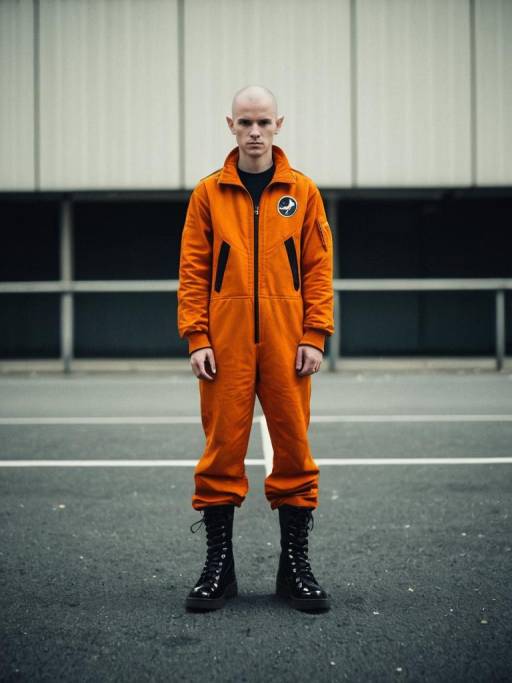 Male Alien in Orange Jumpsuit Portrait