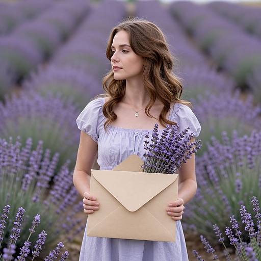 Serene Woman in Lavender Fields