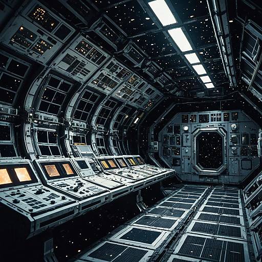 Abandoned Space Station Interior with Glowing Panels