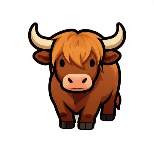 Synthwave Highland Cow Mascot Logo