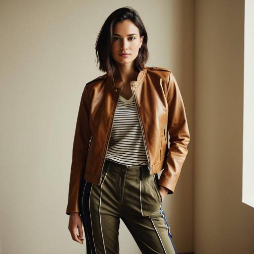Elegant Indoor Fashion Pose in Leather