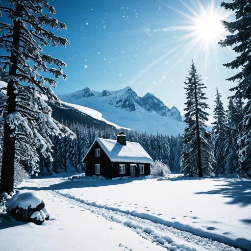 Serene Winter Landscape with Cottage
