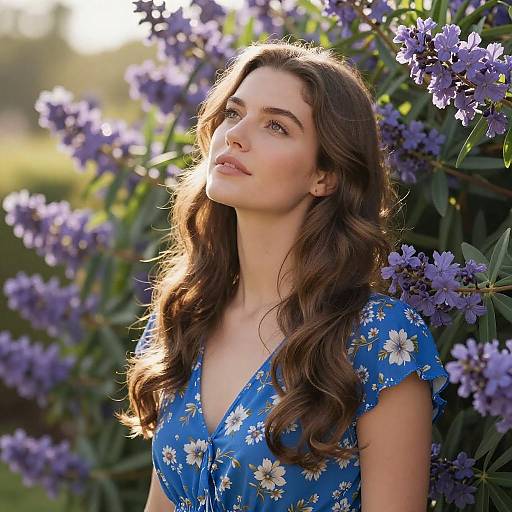 Serene Woman Amidst Purple Blooms
