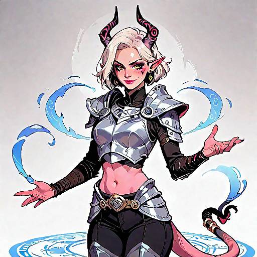 Anime Horned Girl with Magic Aura