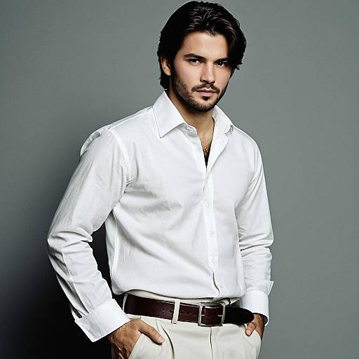 Stylish Man in White Collared Shirt