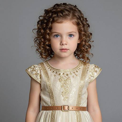 Child in Gold and White Dress