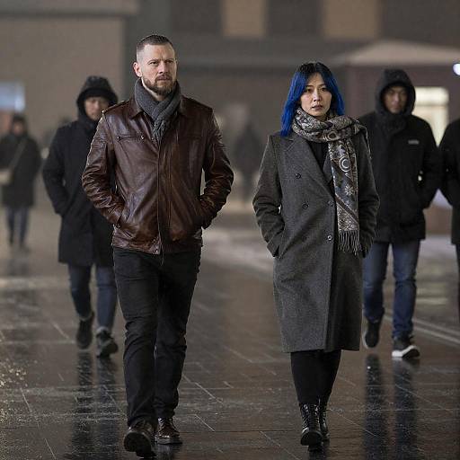 Romantic Night Walk in Snowy Plaza