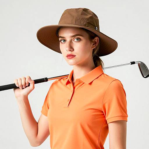 Stylish Young Woman in Golf Attire