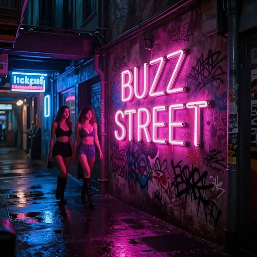 Neon-Lit Urban Alley Vibes