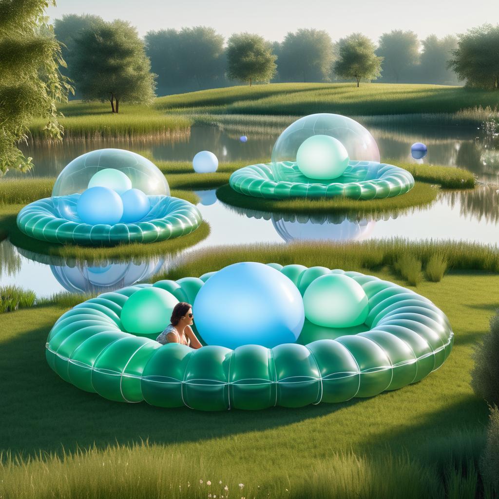 Translucent Inflatable Lounge by the Pond