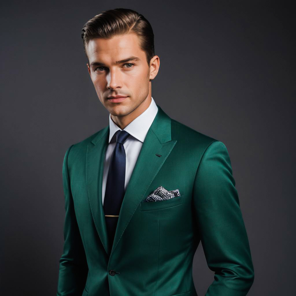 Suave Gentleman Portrait in Emerald Studio