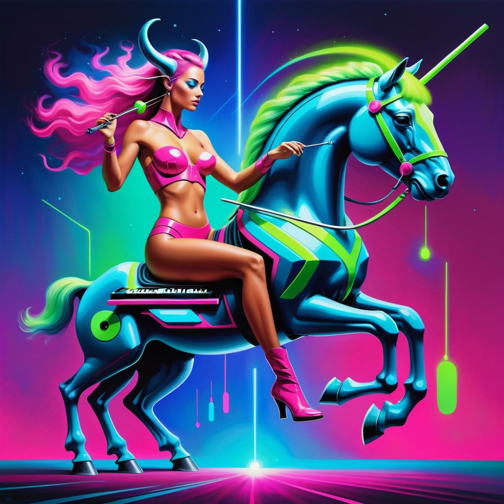 Surreal Centaur with Futuristic Instrument