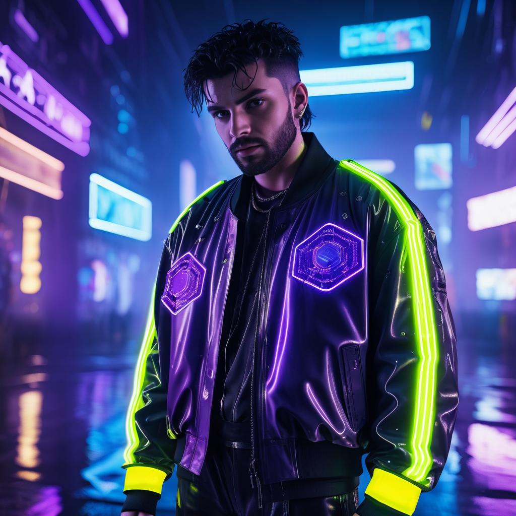 Neon Cyberpunk Bomber Jacket Design