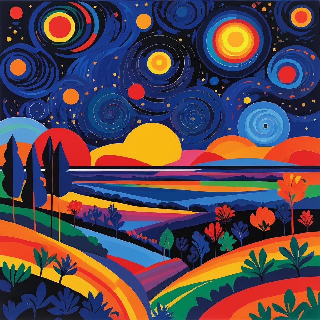 Vibrant Matisse-Inspired Cosmic Artwork