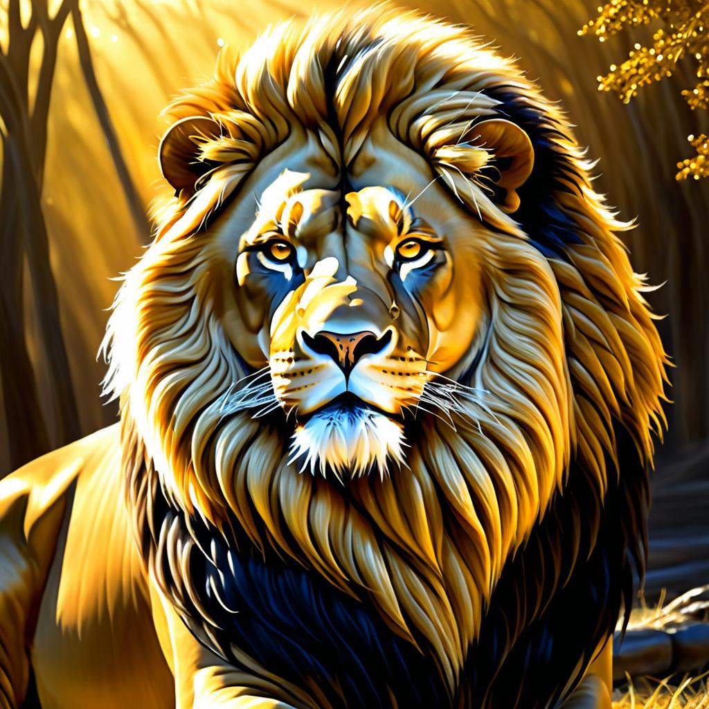 Majestic Lion: A Fierce Oil Painting