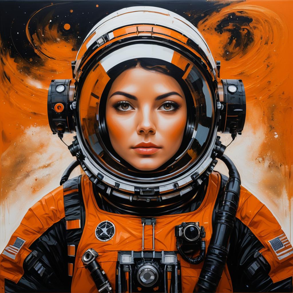 Curious Space Explorer in Oil Painting